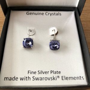 Genuine Swarovski Crystal Purple Dangle Earrings